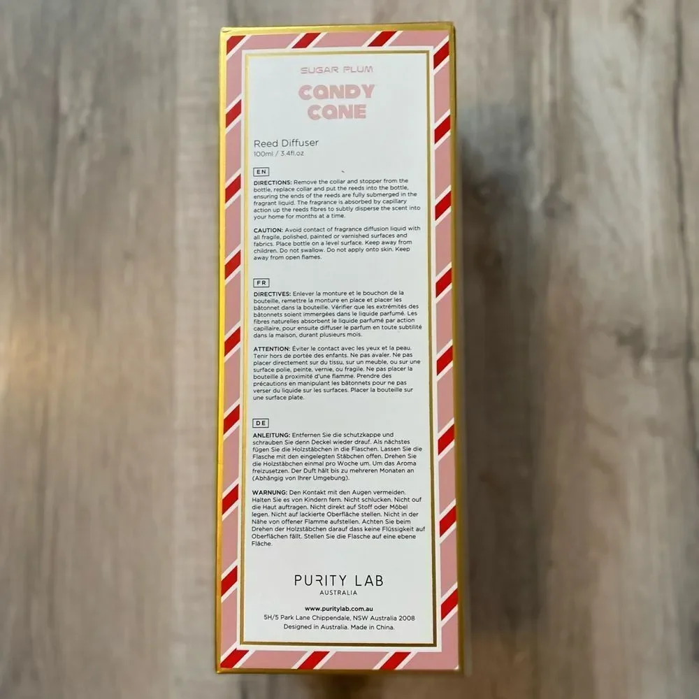 Sugar Plum - Purity Lab  (Candy Cane) Glass Reed Diffuser